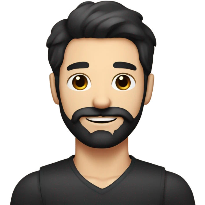 Blue eyed Dark haired man with beard and mustache holding black Labrador  emoji
