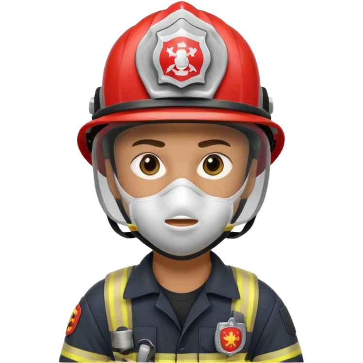 Firefighter with mouth Mask emoji
