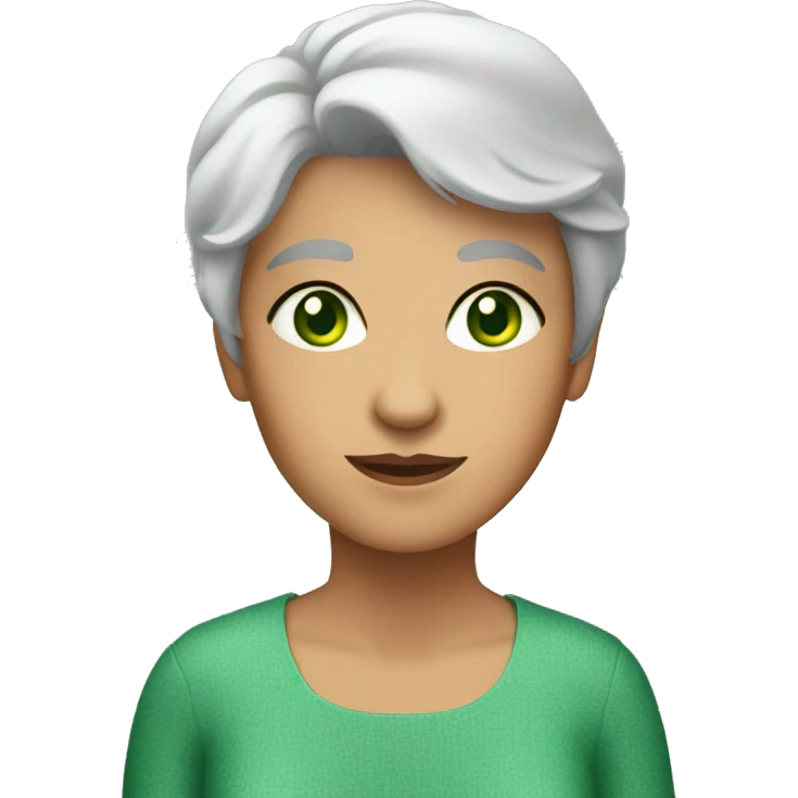 grandmother with silvr short hair and green eyes emoji
