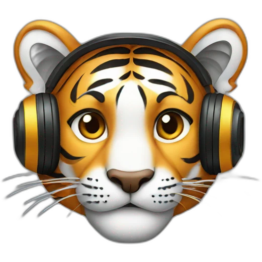Tiger with headphones emoji