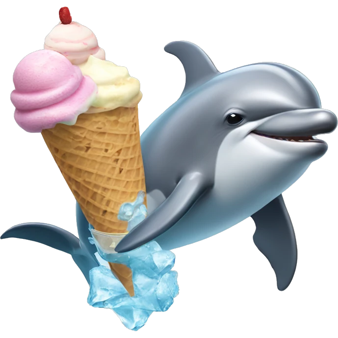 Dolphin eating ice cream while diving emoji
