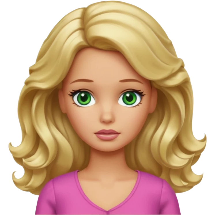 sad Barbie with blonde wavy hair green eyes and tan skin emoji