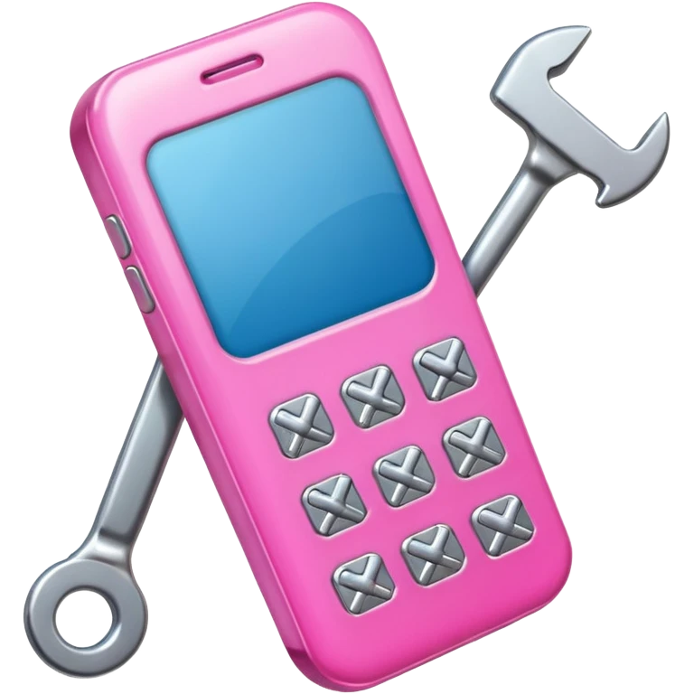 pink cellphone with a wrench emoji