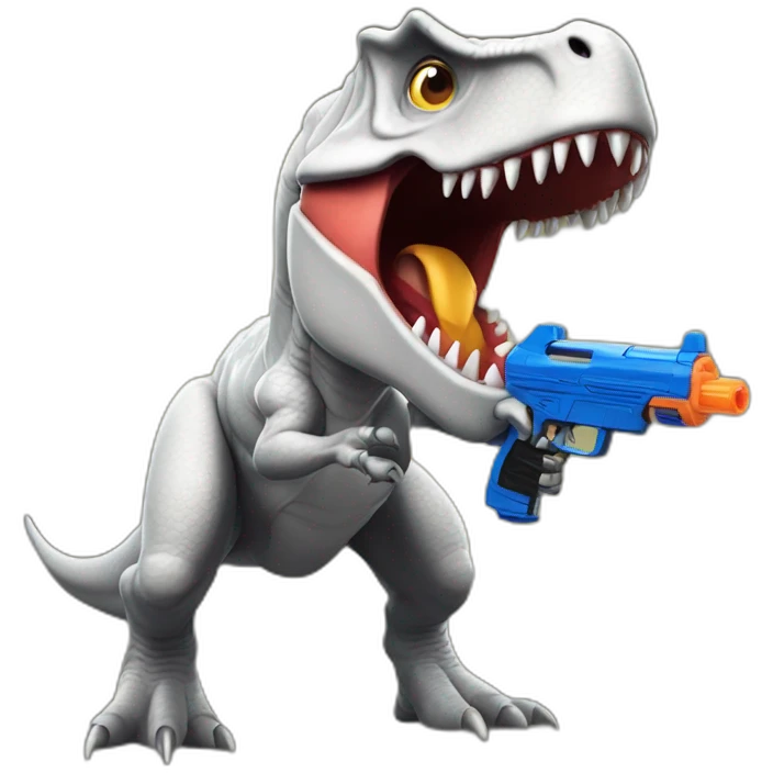 tyrannosaurus with nerf gun emoji