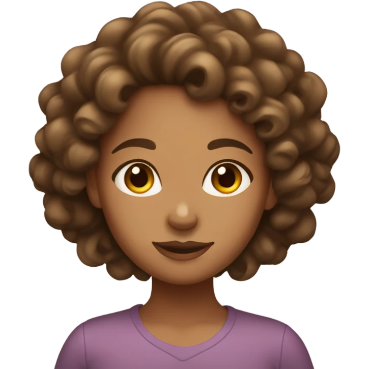 Tan girl with brown curly hair emoji