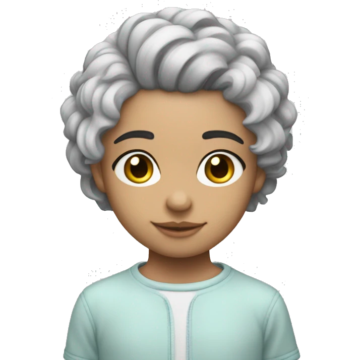 joven piel blanca pelo corto gris con pastel emoji