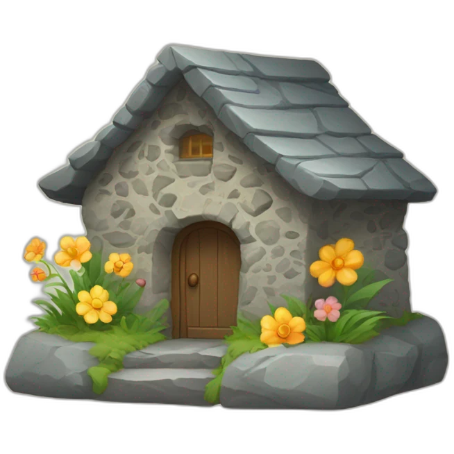 Little stone house with flower  emoji