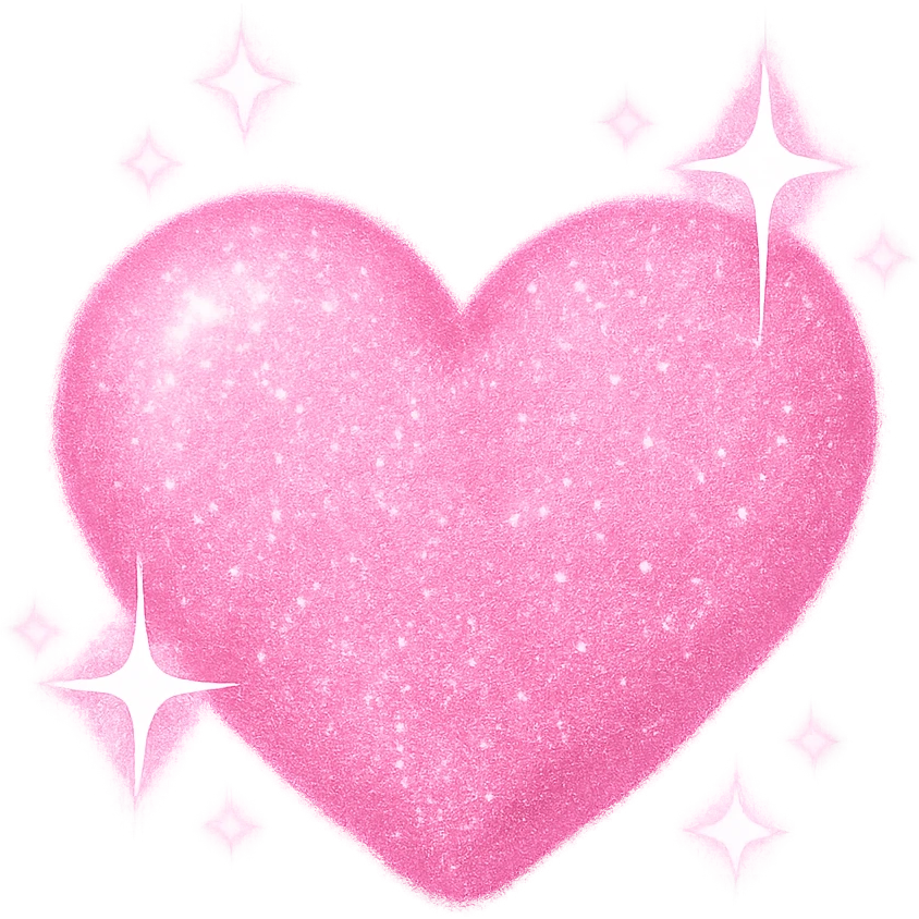 girly sparkling object, heart-shaped, sparkles, no background emoji