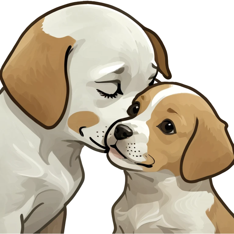 White and tan puppy kissing emoji