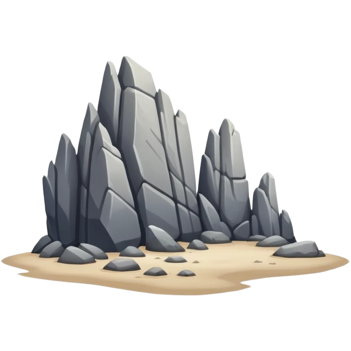 rock formations on beach by shore emoji