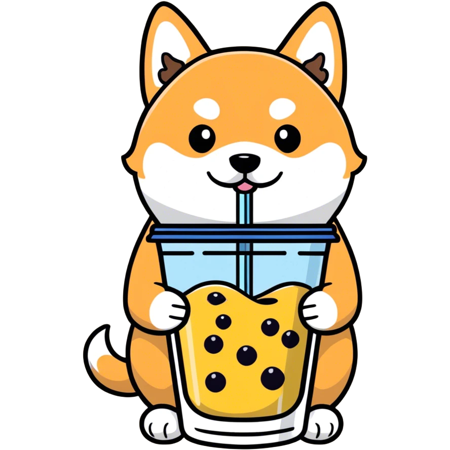 Shiba inu drinking boba emoji