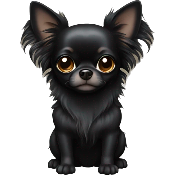 All black long hair chihuahua  emoji