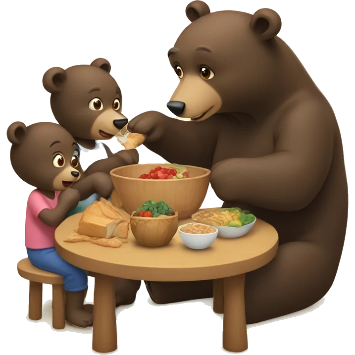 Bear feeding family emoji