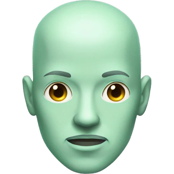 Pastel green bald male cyborg head with goatee emoji