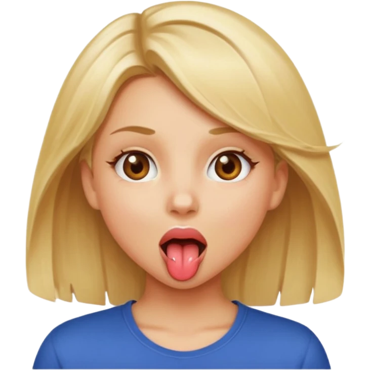 Girl with blonde hair and hazel eyes shaking her tongue  emoji