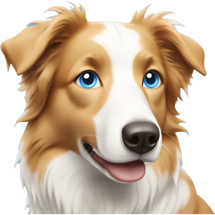 Pale orange and white border collie with blue eyes  emoji