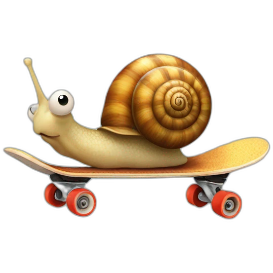 emoji of a snail on a skateboard emoji