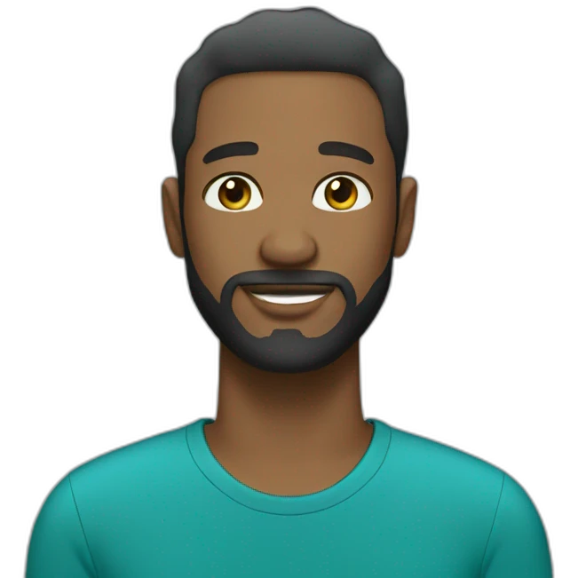 Well-bearded black man, short haircut and blue green t-shirt emoji