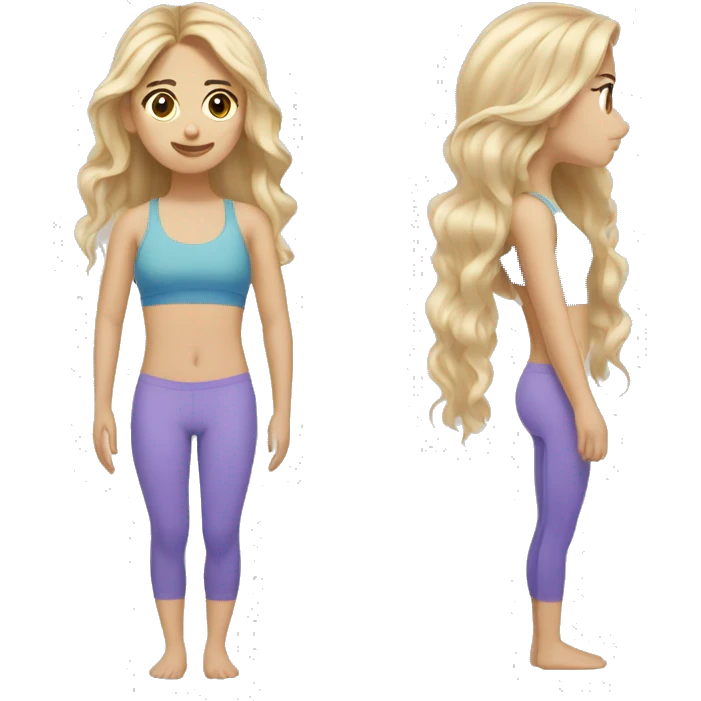 Medium length Blonde hair brown eyes skinny girl doing Pilates emoji