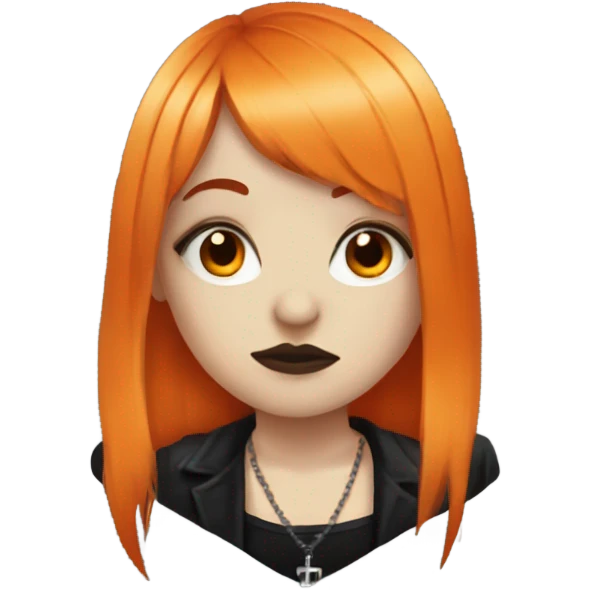 Goth girl with tattoos and long orange hair and bangs emoji