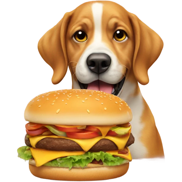doggy eating a cheeseburger emoji