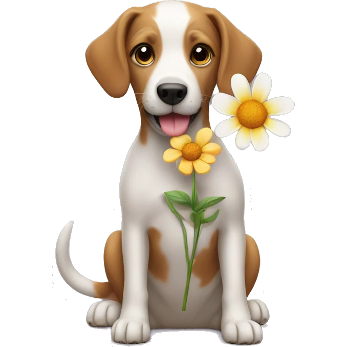 Dog holding a flower emoji