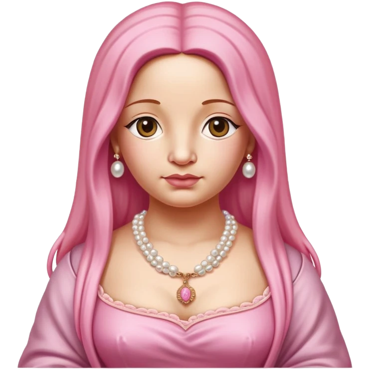   renaissance portrait of monalisa pig with pink spaghetti and spam slop background  emoji