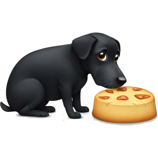 Black dog with pointy eats and white spot on belly emoji