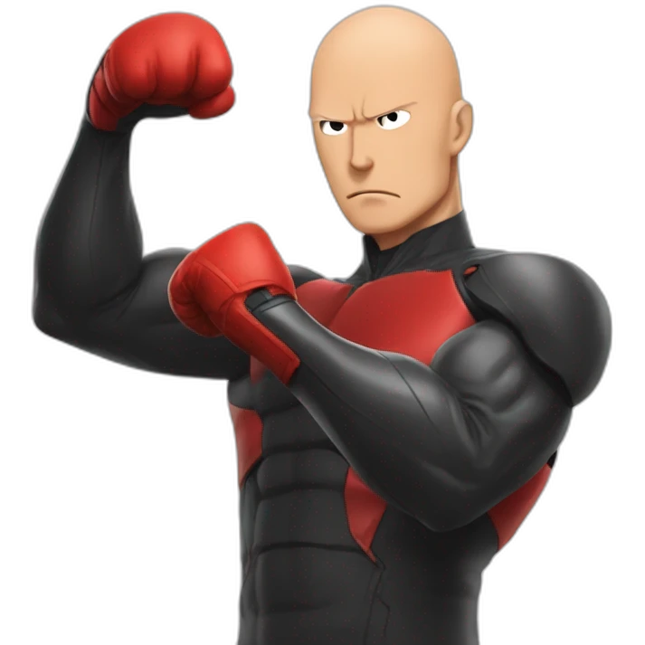 Saitama bald head and red giant hand punch emoji
