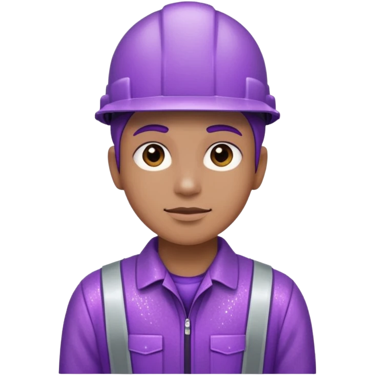 industrial worker wearing glitter purple glittery clothes emoji