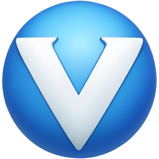 Bolinha azul com um V demrto emoji
