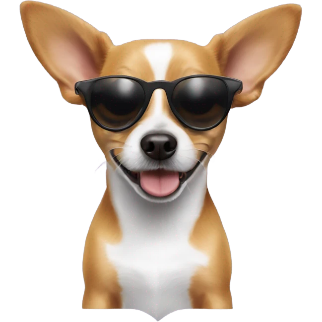 A Jack Russell Chihuahua mix with sunglasses emoji