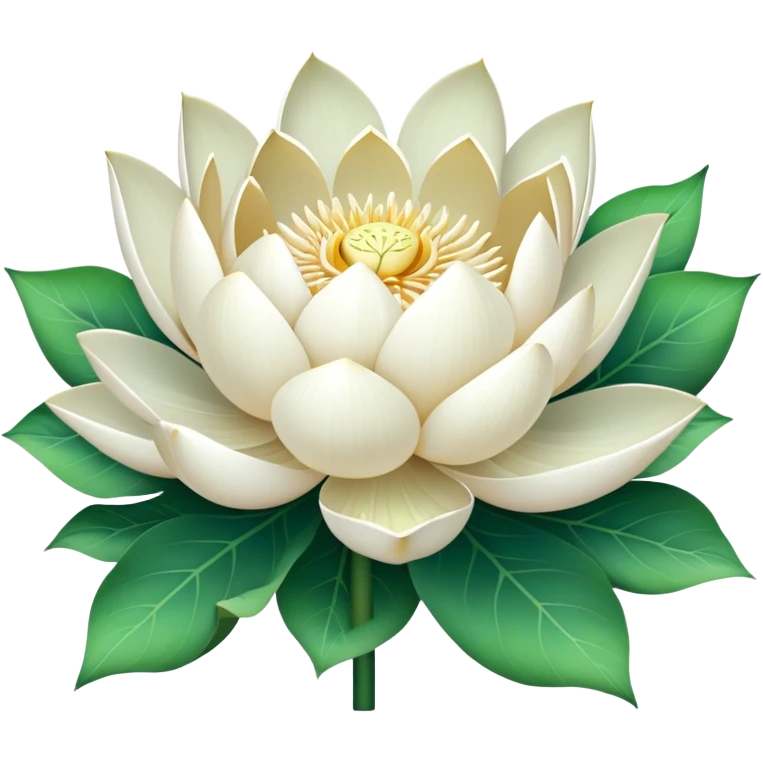 big bouquet White Lotus, luxuriant, stem, leaf emoji