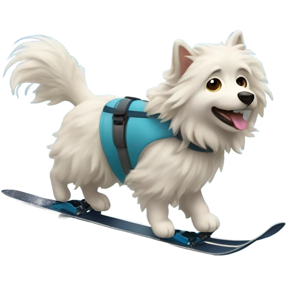 fluffy dog in aspen skiing emoji