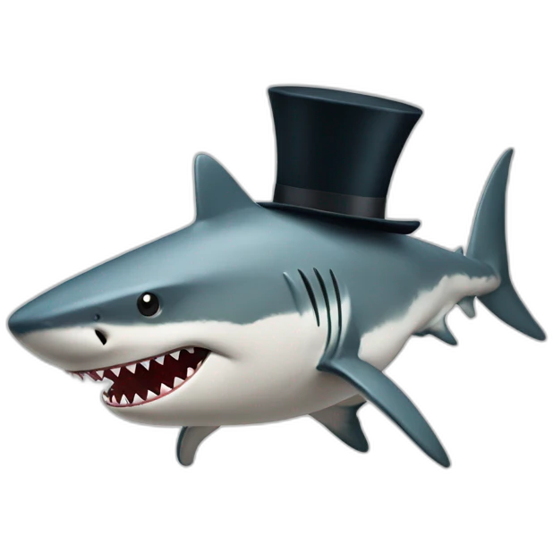 Shark with a top hat emoji