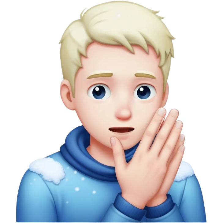 a man who rubs his frostbitten hand with snow emoji