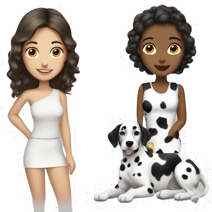 brunette with Dalmatian emoji
