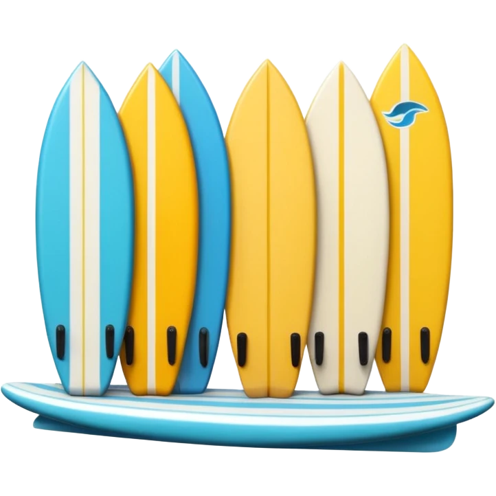 3D emoji style icon of a surf shop with surfboards, fins, and accessories on display emoji