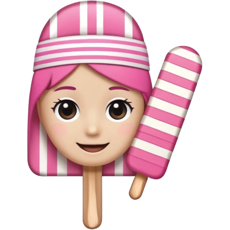 monochrome popsicle with eyes and headband wearing emoji