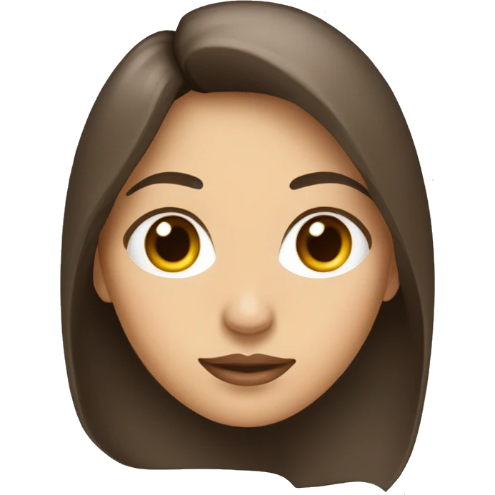 Mujer blanca con ojos marrones pelo marrón oscuro y largo no emoji