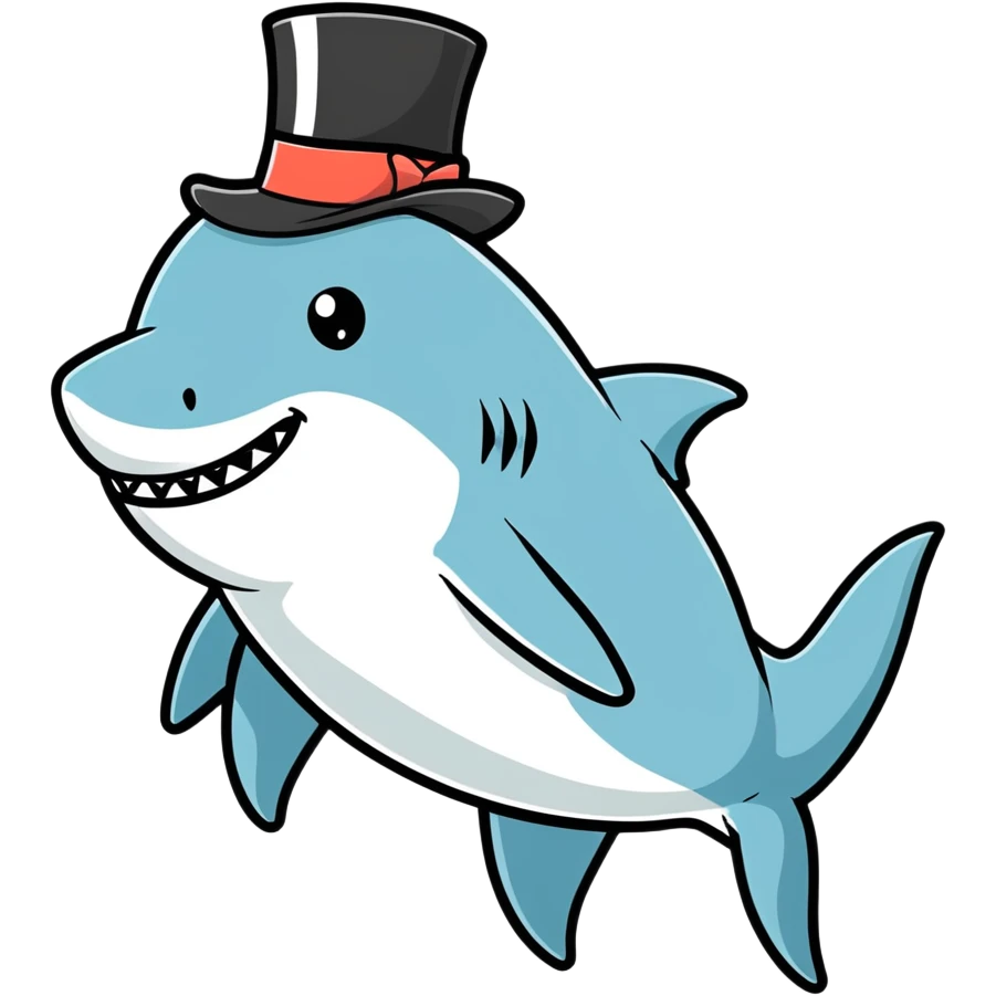 Shark with a top hat emoji