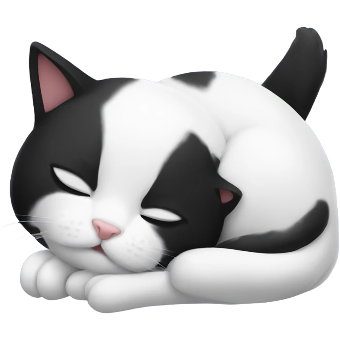 Sleeping black and white cat emoji