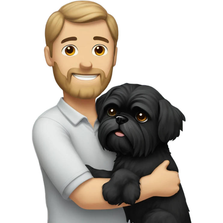 Man hugging black shih tzu  emoji