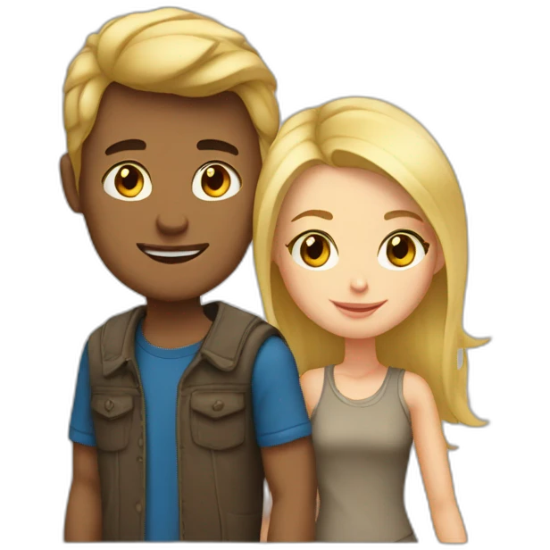 Mini blonde girlfriend with tall brown boy-friend  emoji