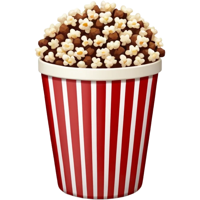 Chocolate popcorn in a paper jar with red and white vertical lineso emoji