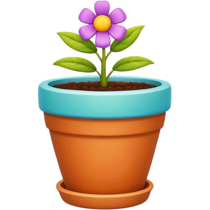 flower pot object icon, small decorative plant pot with blooming flower, ceramic texture, vibrant colors, cute garden vibe, 3D cartoon style, mobile game icon style, centered, clean background, no text, no watermark
 emoji