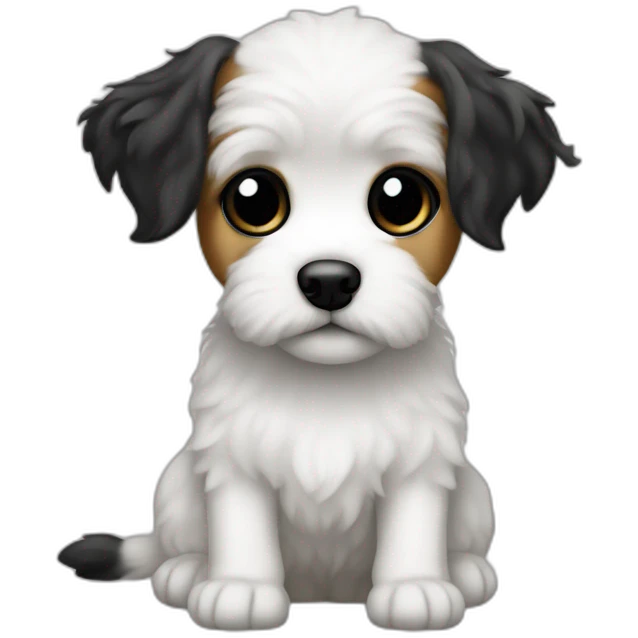 White Jackapoo with black right ear emoji
