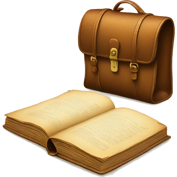 vintage bag with book emoji