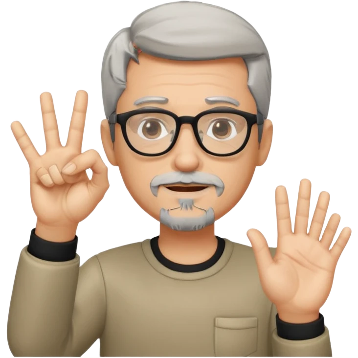 Black gray hair, & goatee with glasses on making okay sign with hand emoji