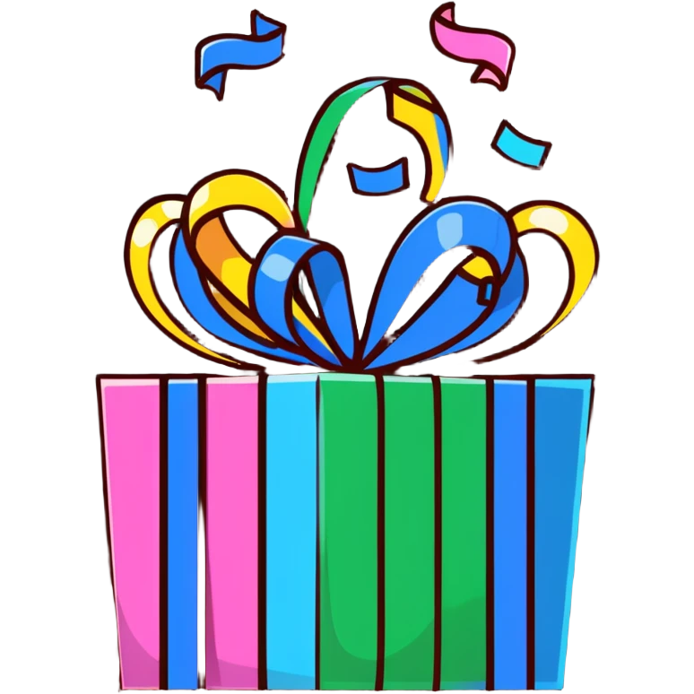 happy birthday celebration with gifts and confetti emoji